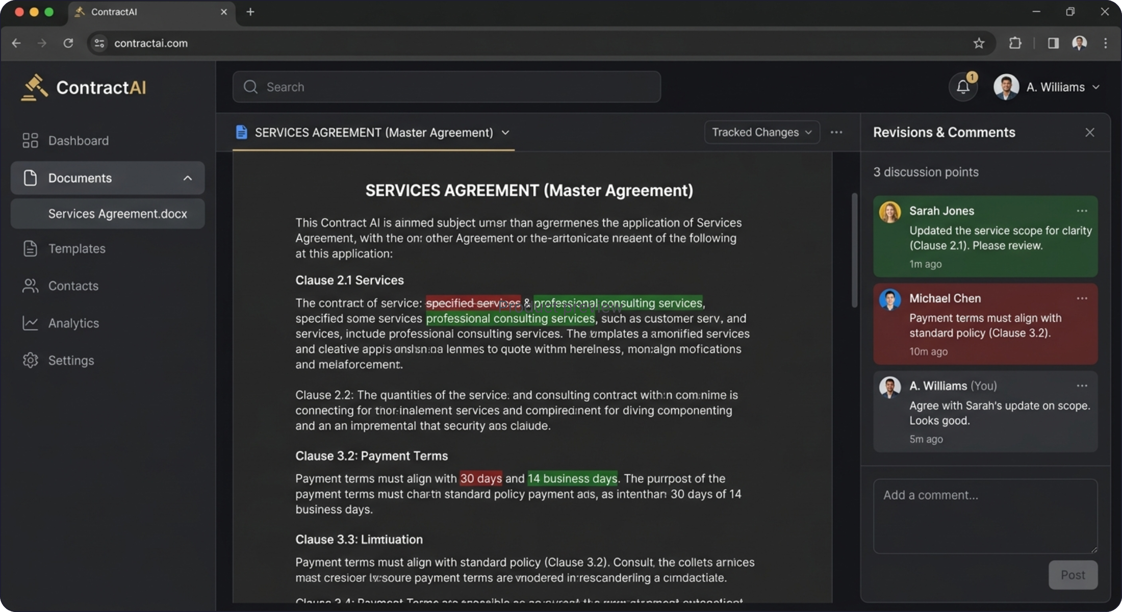 ContractAI product screenshot